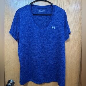 Under Armour Blue Heather Loose Fit HeatGear V-Neck Tee